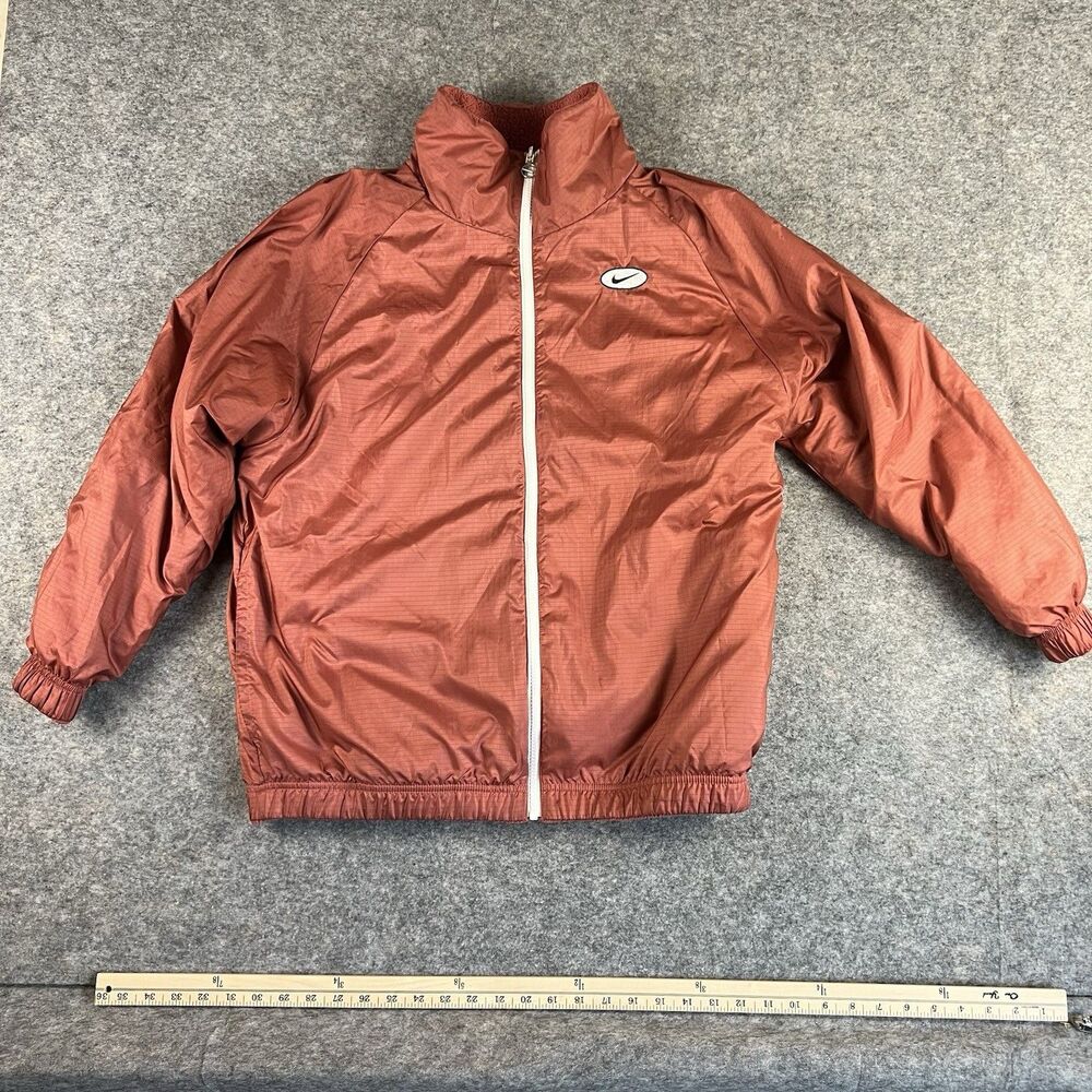 Nike Reversible Big Swoosh Sherpa Jacket‎ Women’s Pink/Redwood - Picture 5 of 6